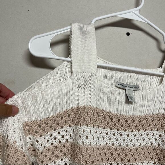 AUTUMN CASHMERE
Mesh Cold Shoulder Striped Sweater - Picture 7 of 7